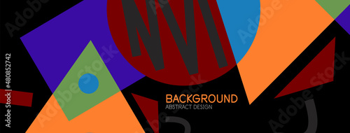 Abstract background. Blocks, lines, triangles, circles composition. Techno or business concept for wallpaper, banner, background, landing page