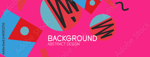 Abstract background. Blocks, lines, triangles, circles composition. Techno or business concept for wallpaper, banner, background, landing page