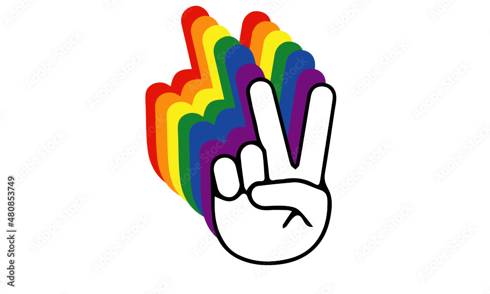 Fototapeta premium Sign love and peace, lgbt flag