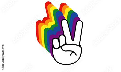 Sign love and peace, lgbt flag