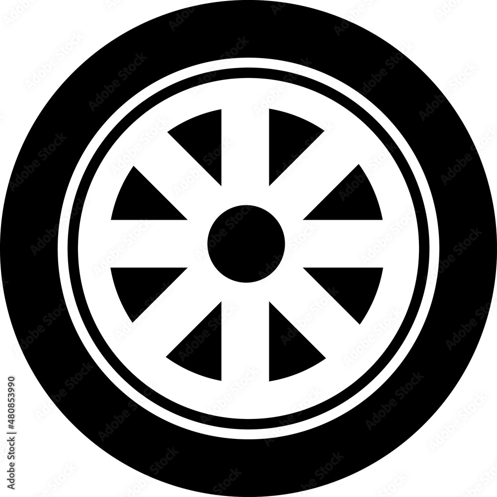 Wheel linear icon - vector minimal car tyre symbol or sign.eps Wheel linear icon - vector minimal car tyre symbol or sign.eps
