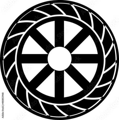 Wheel linear icon - vector minimal car tyre symbol or sign.eps