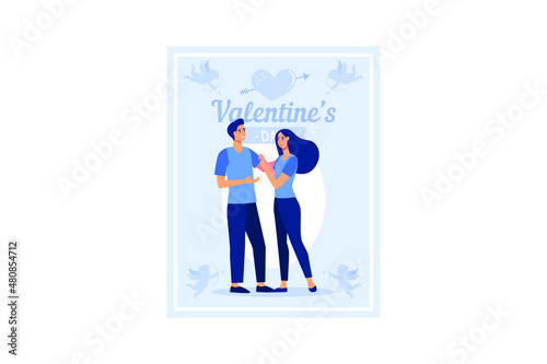 set couple in love. Happy Valentine's Day. February 14 is the day of all lovers. graphics suitable for decorating posters, brochures, postcards, flyers flat vector illustration