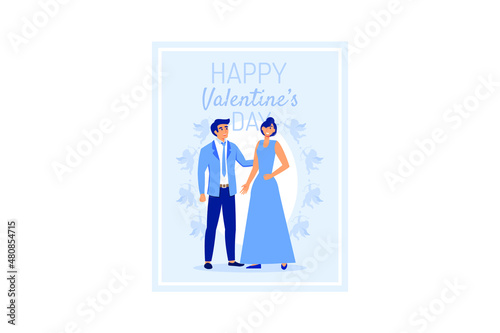 set couple in love. Happy Valentine's Day. February 14 is the day of all lovers. graphics suitable for decorating posters, brochures, postcards, flyers flat vector illustration © Alwie99d