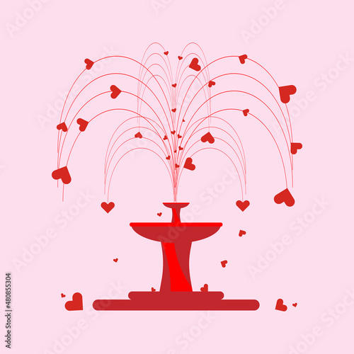 Fountain of love on pink background. Digital image.  