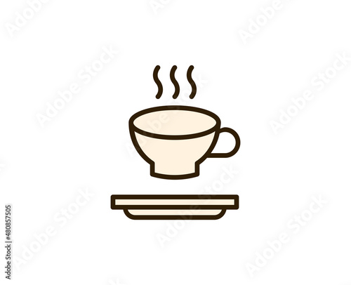 Cup of tea or coffee flat icon. Single high quality outline symbol for web design or mobile app. Holidays thin line signs for design logo, visit card, etc. Outline pictogram EPS10