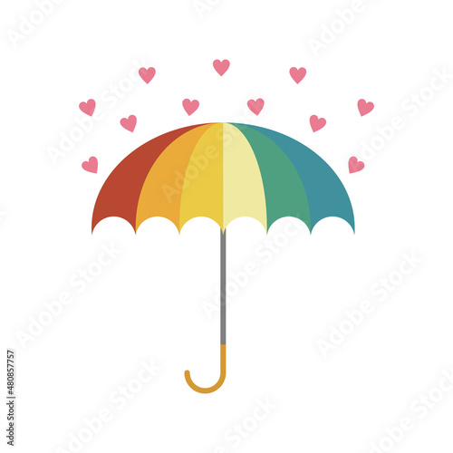 Umbrella love rainy colorfull vector illustration,cute umbrella rainbow vector