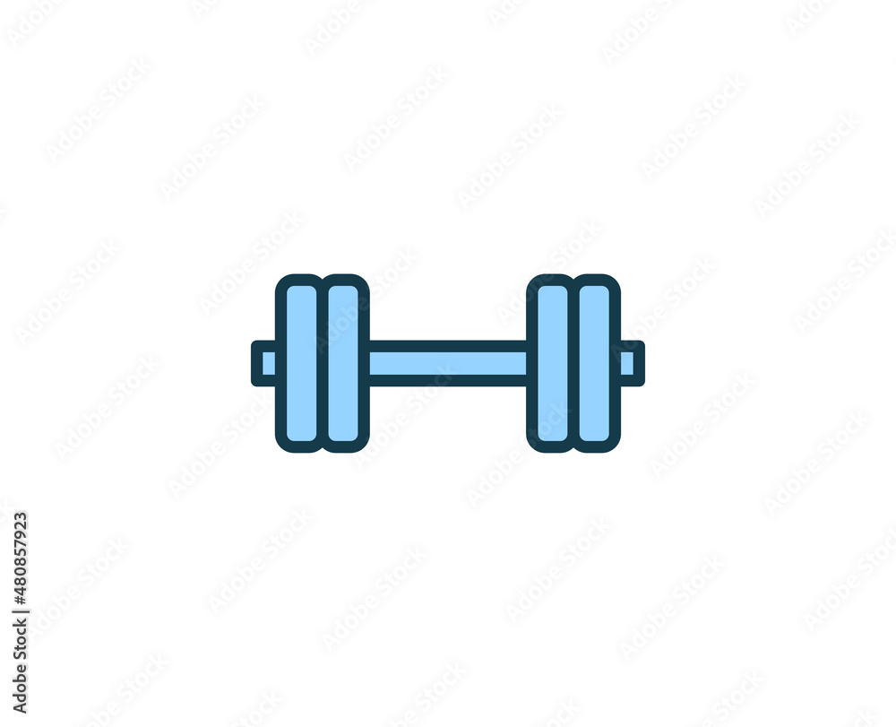 Dumbbell line icon. High quality outline symbol for web design or mobile app. Thin line sign for design logo. Color outline pictogram on white background Dumbbell line icon. High quality outline symbol for web design or mobile app. Thin line sign for design logo. Color outline pictogram on white background