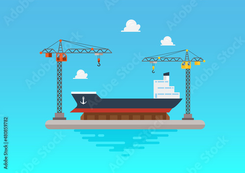 Shipyard in flat style