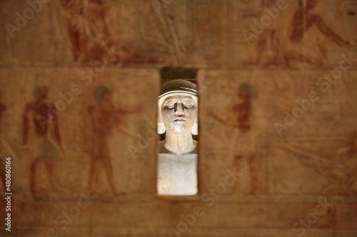 Ti's statue at the Mastaba of Ti in Saqqara, Egpyt