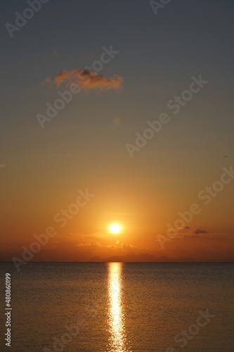 Seascape, sunset sky at the lake. © noppharat