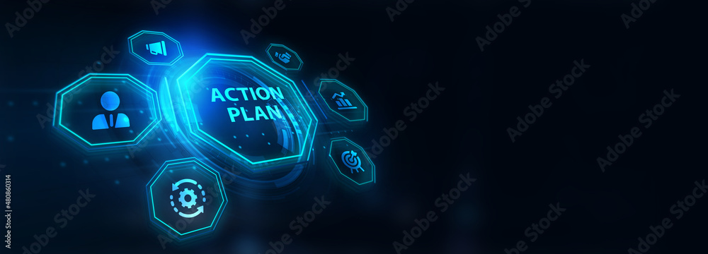 Business, Technology, Internet and network concept. Concept meaning proposed strategy or course of actions for certain time.3d illustration Business, Technology, Internet and network concept. Concept meaning proposed strategy or course of actions for certain time.3d illustration