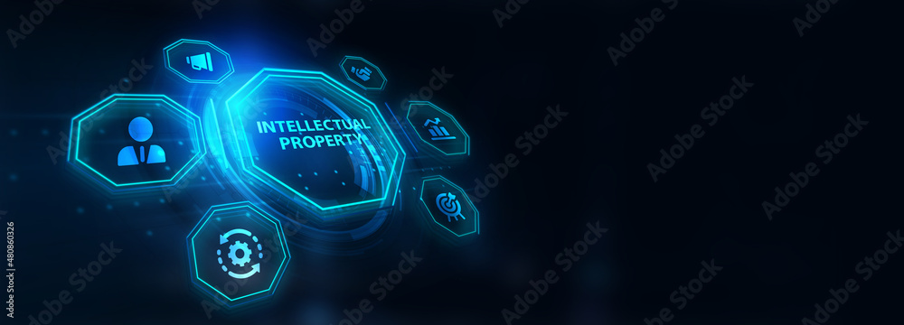 The concept of business, technology, the Internet and the network. virtual screen of the future and sees the inscription: Intellectual property. 3d illustration The concept of business, technology, the Internet and the network. virtual screen of the future and sees the inscription: Intellectual property. 3d illustration