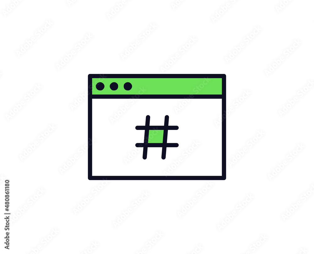 Fototapeta premium Hashtag flat icon. Thin line signs for design logo, visit card, etc. Single high-quality outline symbol for web design or mobile app. Sign outline pictogram.