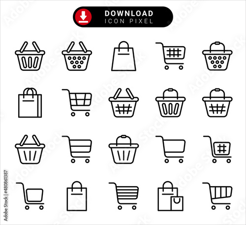 Shopping cart icons set vector isolated on white background