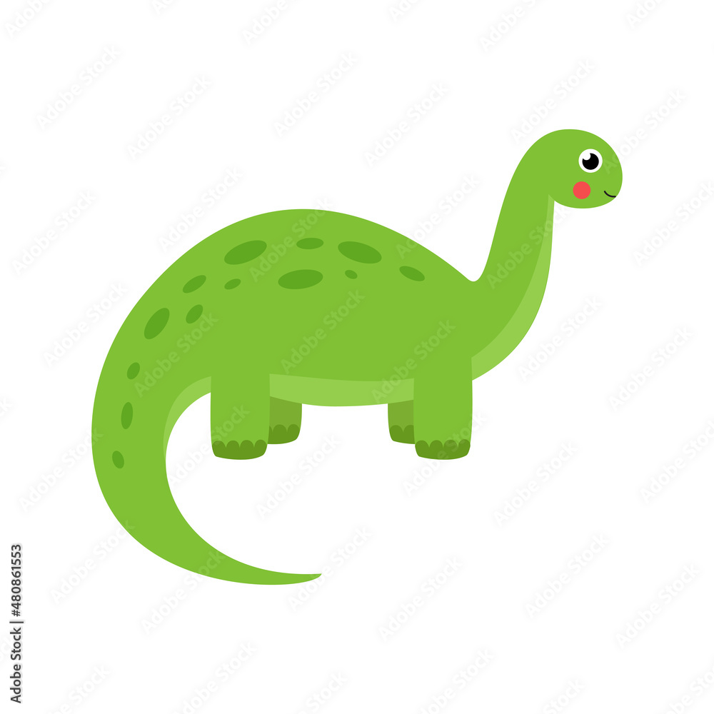 Vector illustration of cute dinosaur brontosaurus isolated on white background.