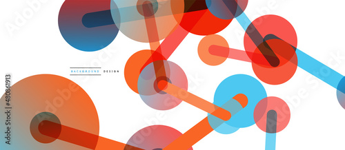Abstract background. Round dots connected by lines. Trendy techno business template for wallpaper, banner, background or landing