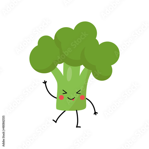 Vector illustration of cute broccoli isolated on white background.