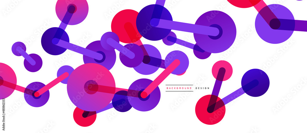 Line points connections geometric abstract background. Circles connected by lines. Trendy techno business template for wallpaper, banner, background or landing