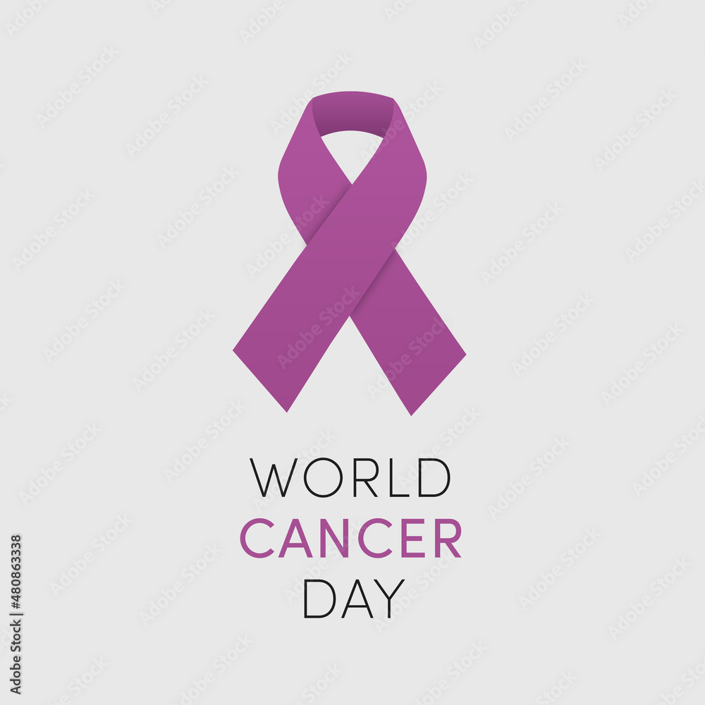 World Cancer Day, 4 february. Cancer violet ribbon awereness symbol. Square image for social media World Cancer Day, 4 february. Cancer violet ribbon awereness symbol. Square image for social media