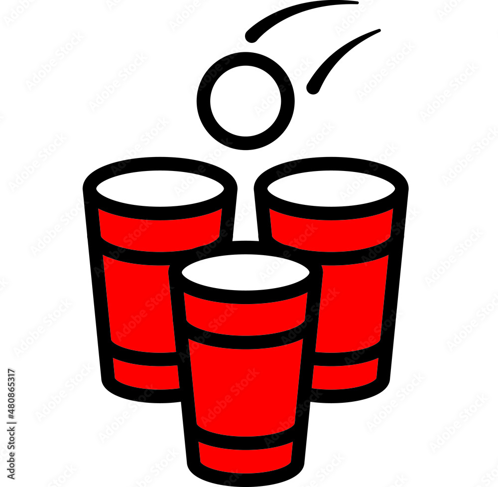 Beer pong illustration of a ping pong ball, party cup Beer pong illustration of a ping pong ball, party cup