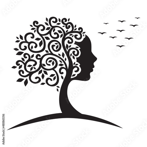 silhouette of a female tree 