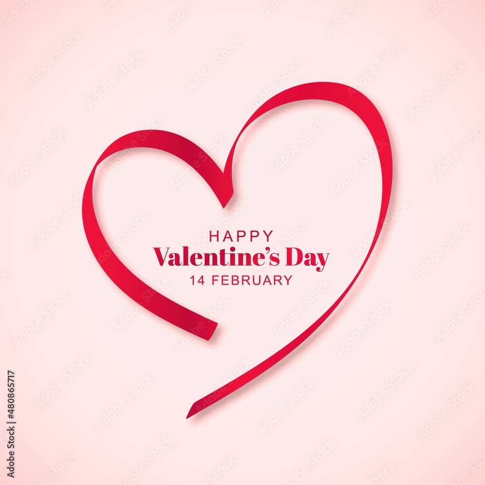 Happy valentines day lovely ribbon heart card background Happy valentines day lovely ribbon heart card background