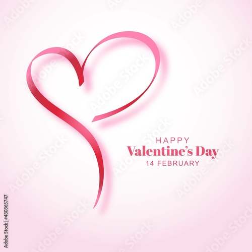 Happy valentines day lovely ribbon heart card background photo