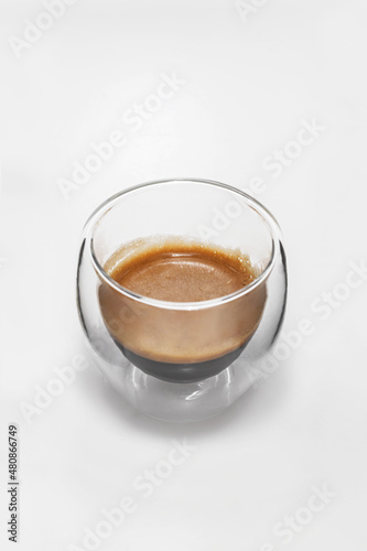 Espresso shot on white background