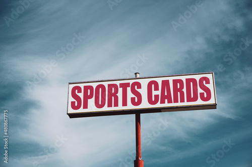 aged and worn sports cards sign photo
