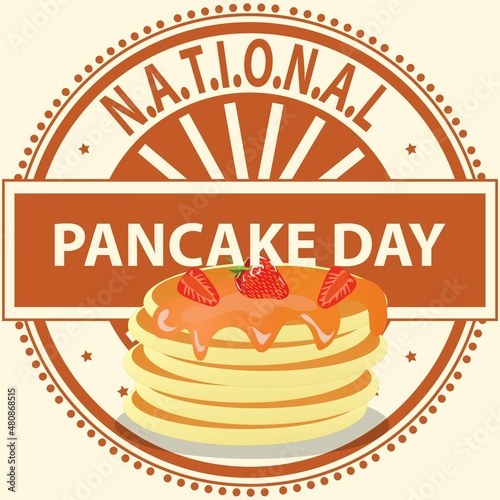 National Pancake Day Sign and Badge Vector Illustration