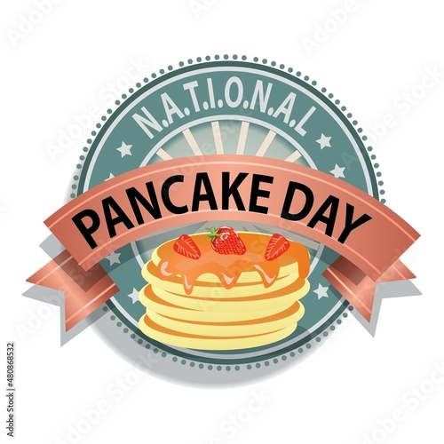 National Pancake Day Sign and Badge Vector Illustration