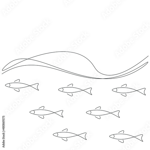 Fishs swimming on ocean vector illustration
