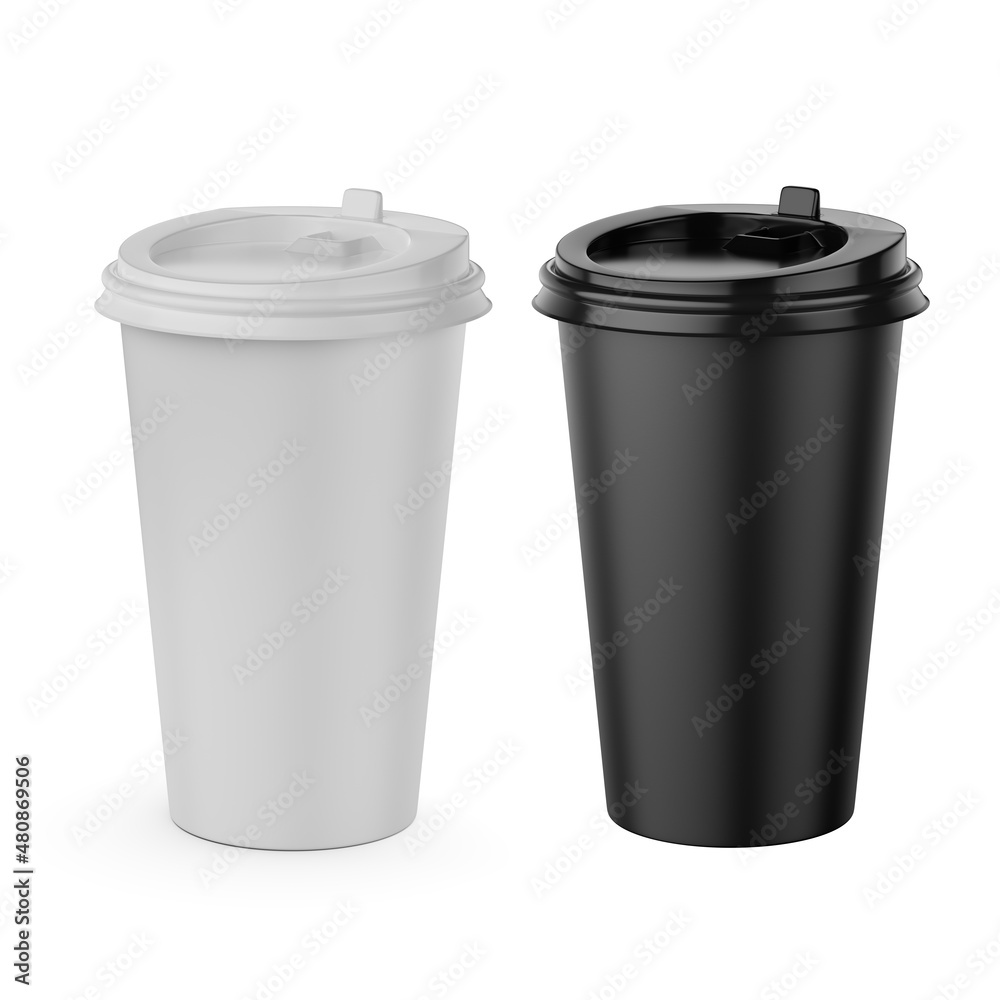 Blank coffee paper cups isolated on white background. 3d endering. Blank coffee paper cups isolated on white background. 3d endering.