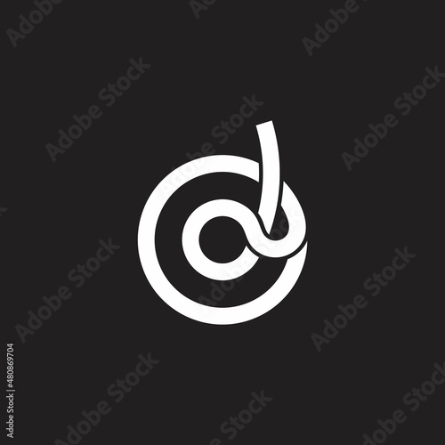 letter d linked circle thread line round logo vector