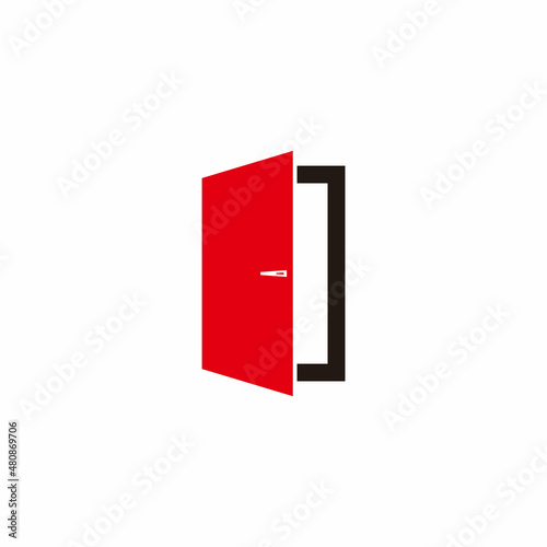 colors door open hotel symbol logo vector