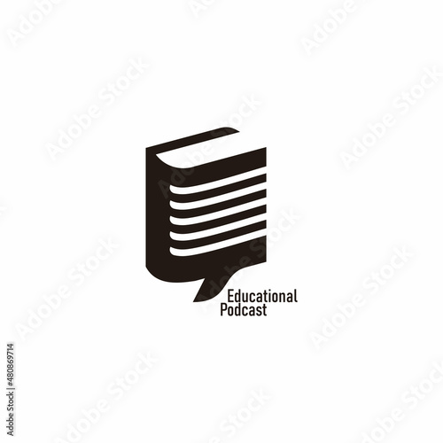 book microphone education podcast symbol logo vector