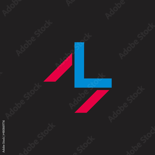 letter lm simple swoosh motion geometric logo vector