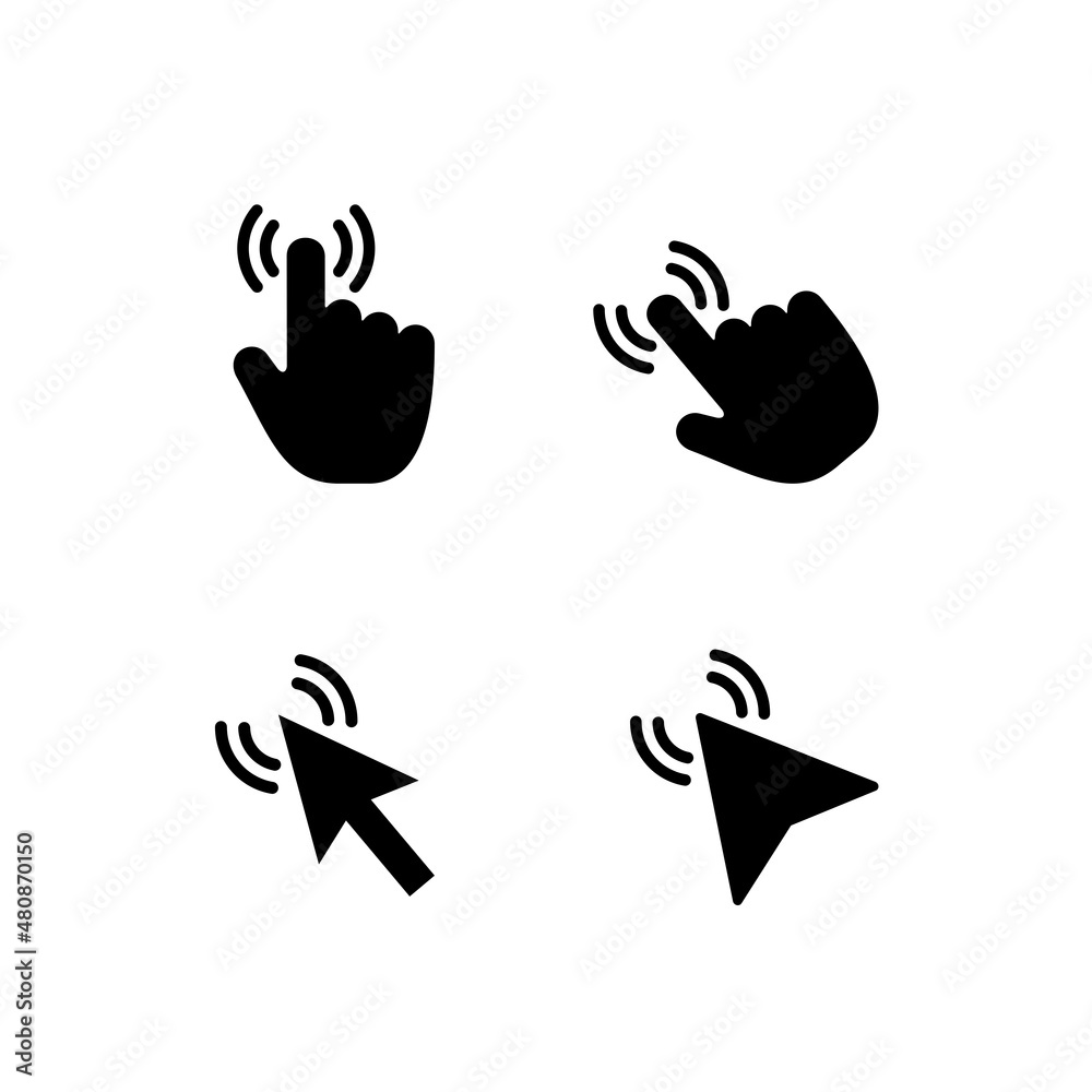 Cursor simple flat icon set vector illustration. Click simple flat icon set vector illustration. Cursor simple flat icon set vector illustration. Click simple flat icon set vector illustration.