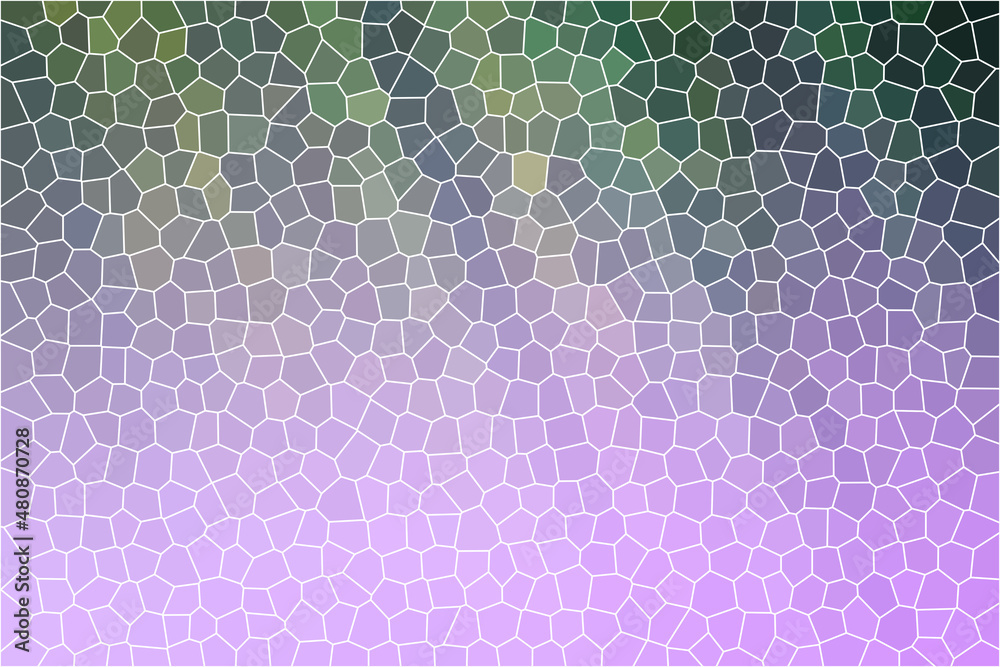 Gradient violet and green stained glass surface with white seams