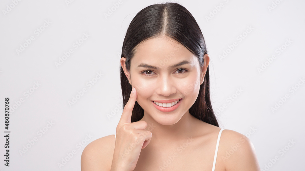 Portrait of young beautiful woman with smooth healthy skin on white background , Skincare concept. Portrait of young beautiful woman with smooth healthy skin on white background , Skincare concept.