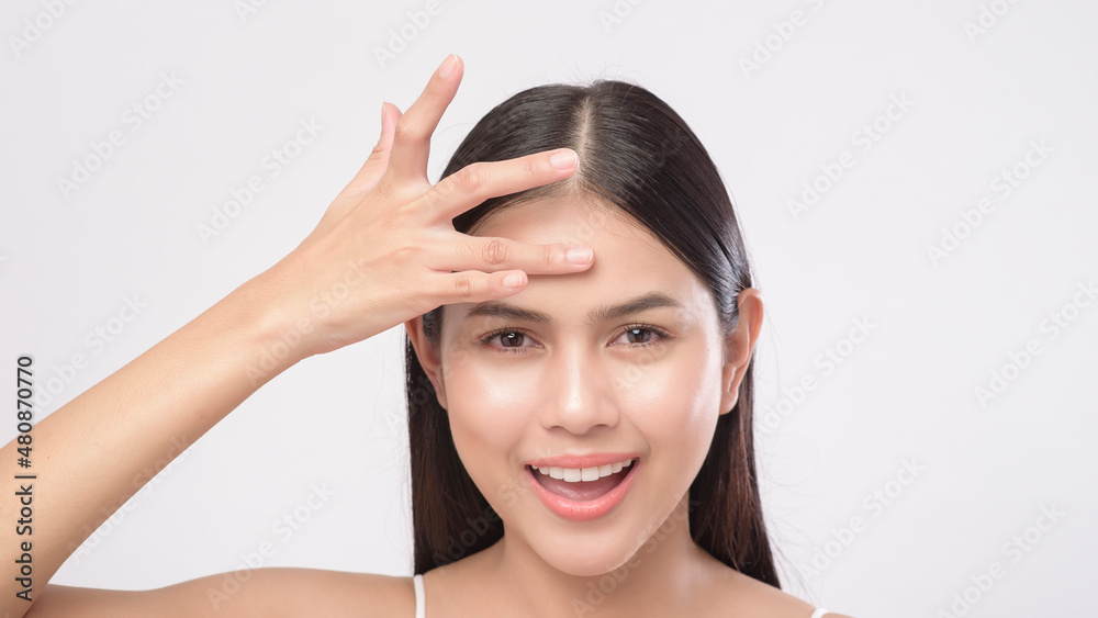 Portrait of young beautiful woman with smooth healthy skin on white background , Skincare concept. Portrait of young beautiful woman with smooth healthy skin on white background , Skincare concept.
