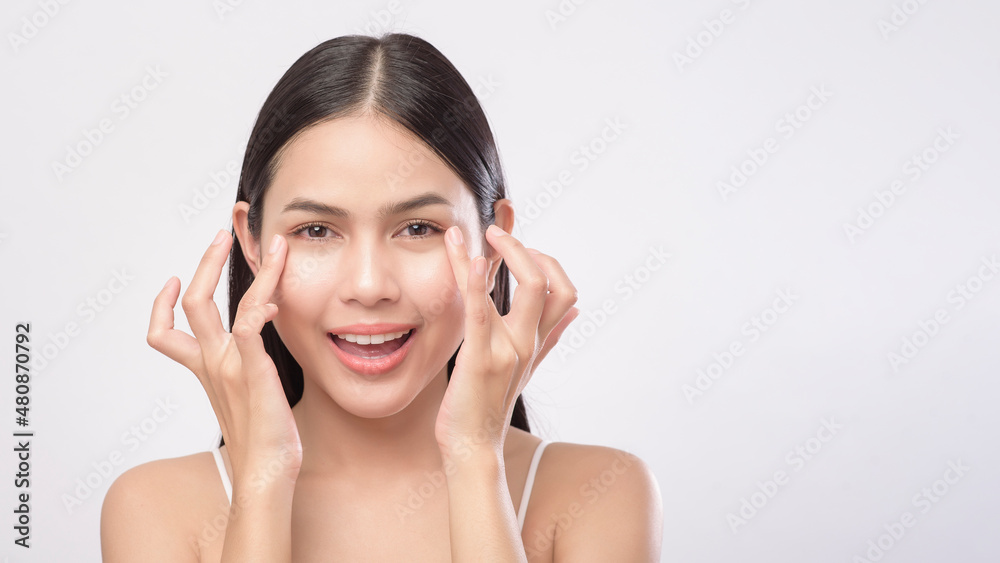 Portrait of young beautiful woman with smooth healthy skin on white background , Skincare concept. Portrait of young beautiful woman with smooth healthy skin on white background , Skincare concept.