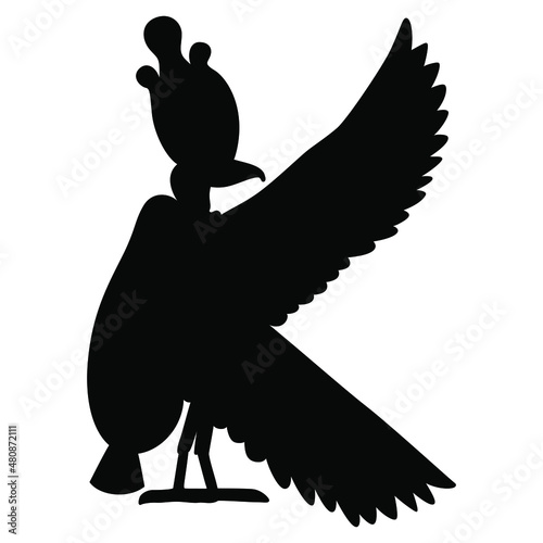 Silhouette of ancient Egyptian goddess Nekhbet as vulture bird. photo