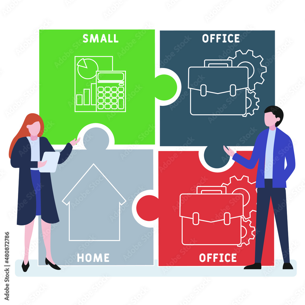 SOHO - Small Office Home Office acronym. business concept background. vector illustration concept with keywords and icons. lettering illustration with icons for web banner, flyer, landing pag