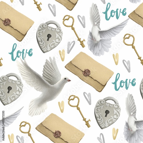 Seamless pattern on the theme of Valentine's Day