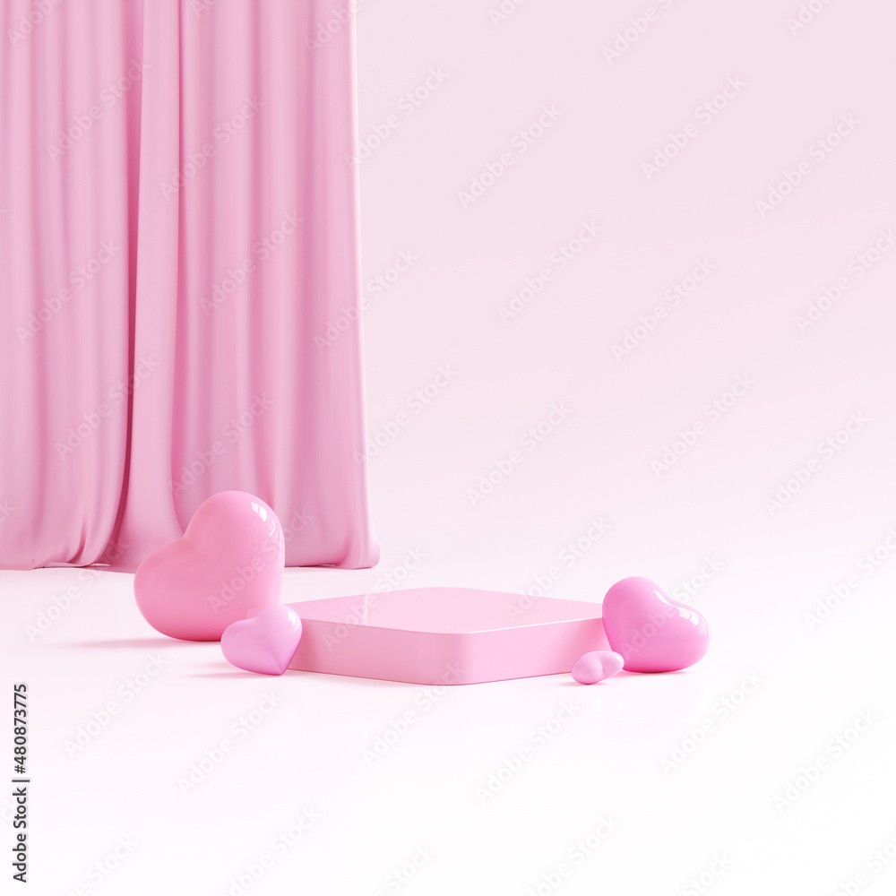 Happy Valentine's Day. pink Background with Realistic Hearts. Happy Valentine's Day. pink Background with Realistic Hearts.