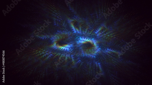 3D rendering abstract multicolor fractal light background