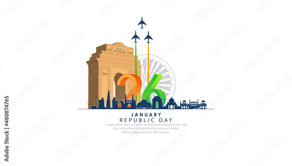 Fototapeta premium 26 January- Happy Republic Day of India celebration.