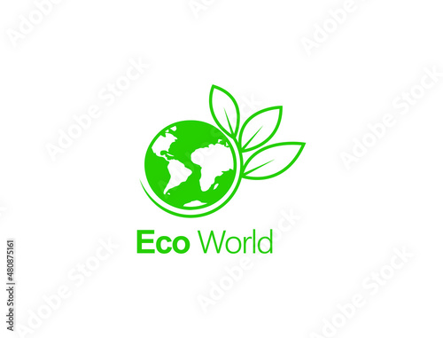 eco world icon and green world concept vector illustration 
